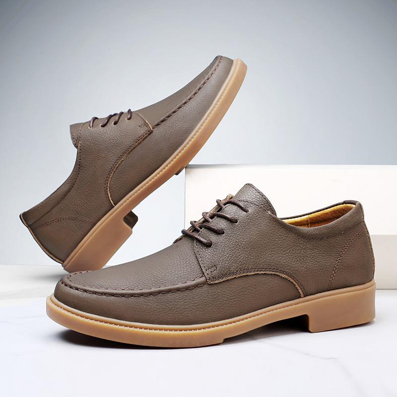 British men's casual leather shoes men's leather soft sole comfortable and breathable low-top tooling shoes large size men's shoes 45 46 47