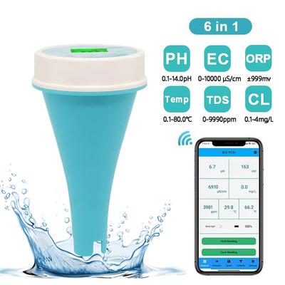 Floating Smart Swimming Pool Water Analyzer 6 In 1 pH Chlorine EC TDS ORP Temp Tester for Spa Pool Water with Bluetooth App