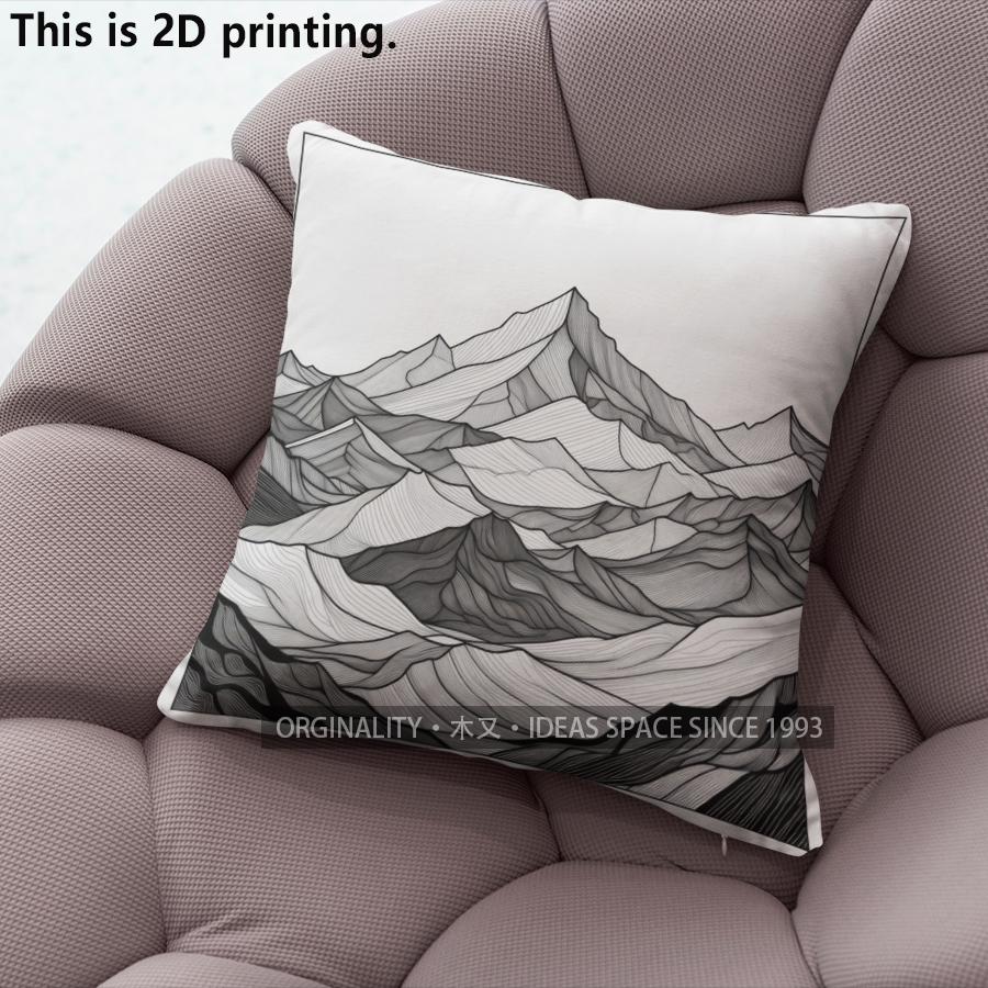 Line Art Mountain Throw Pillow Covers Pattern Cushion Cover Suitable For Sofa Bedroom Car Pillow Cover