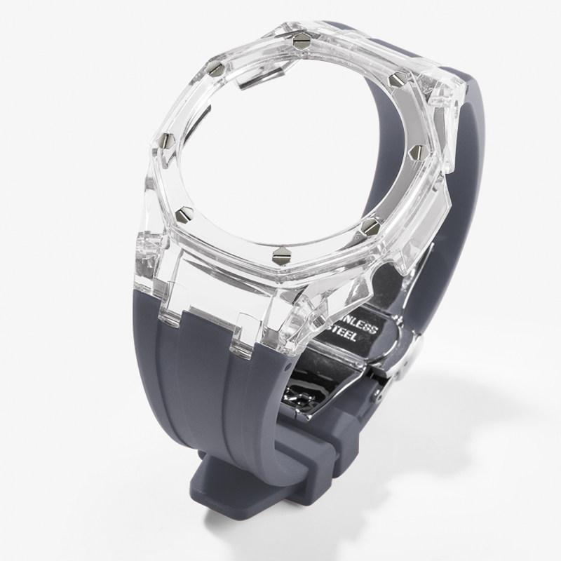 For Casioak G-Shock GA-2100 GM-2100 GMA-S2100 GA2100 Mod Kit Transparent PC Case Rubber Strap Watchband Replacement Accessories