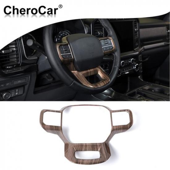 Steering Wheel Panel Frame Cover Interior Trim for Ford F150  22 Wood Grain