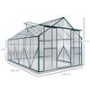 8 x 12ft Aluminium Greenhouse Polycarbonate Walk-in Garden Greenhouse Kit with Adjustable Roof Vent, Double Sliding Door, Rain Gutter and Foundation