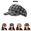 Vintage karierter achteckiger Hut für Damen Herbstmode Trendiges Barett Vielseitige lässige Schirmmütze