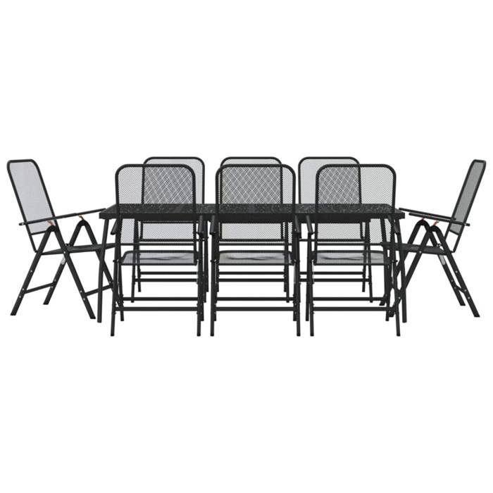 VidaXL Ensemble à manger de jardin 9 pcs anthracite métal maille 3211824