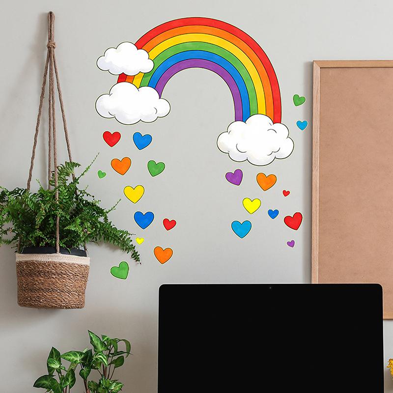 Glow-In-The-Dark Rainbow Heart Toilet Stickers Self-Adhesive Removable Wall Decals Car Stickers Glowing Home Decor