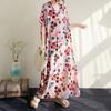 Summer V-neck Cotton Linen Women's Loose Beach Dress