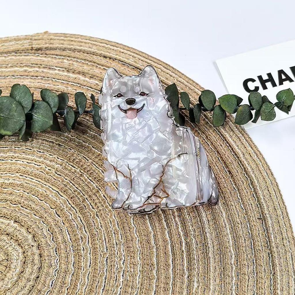 1 Stück niedliche mittlere Tier-Haarspange, lockiger Shiba Inu Corgi Welpe Acryl-Klammer Cartoon-Haarspange Pan-Haar Haiklammer