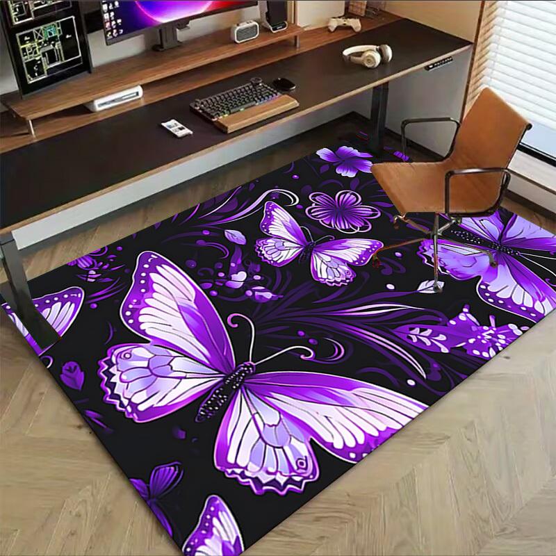 1PC Butterfly Flowers Carpet Ultra Soft, Thick & Absorbent, Non Slip Machine Washable Mat for Entryway