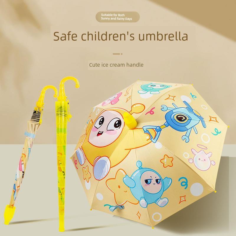 Egg Party Children's Umbrella for Boys and Girls, Long-Handle Umbrella for Elementary School Students, Sun Protection Cartoon Lightweight Umbrella