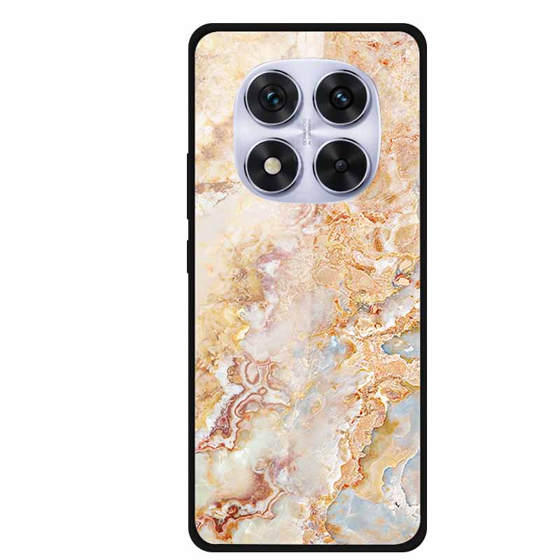 Tempered Glass Case For Xiaomi Redmi Note 14 Pro 5G Back Cover PC Hard Shockproof Cases Beer Marble Texture Cool Fashion Funda
