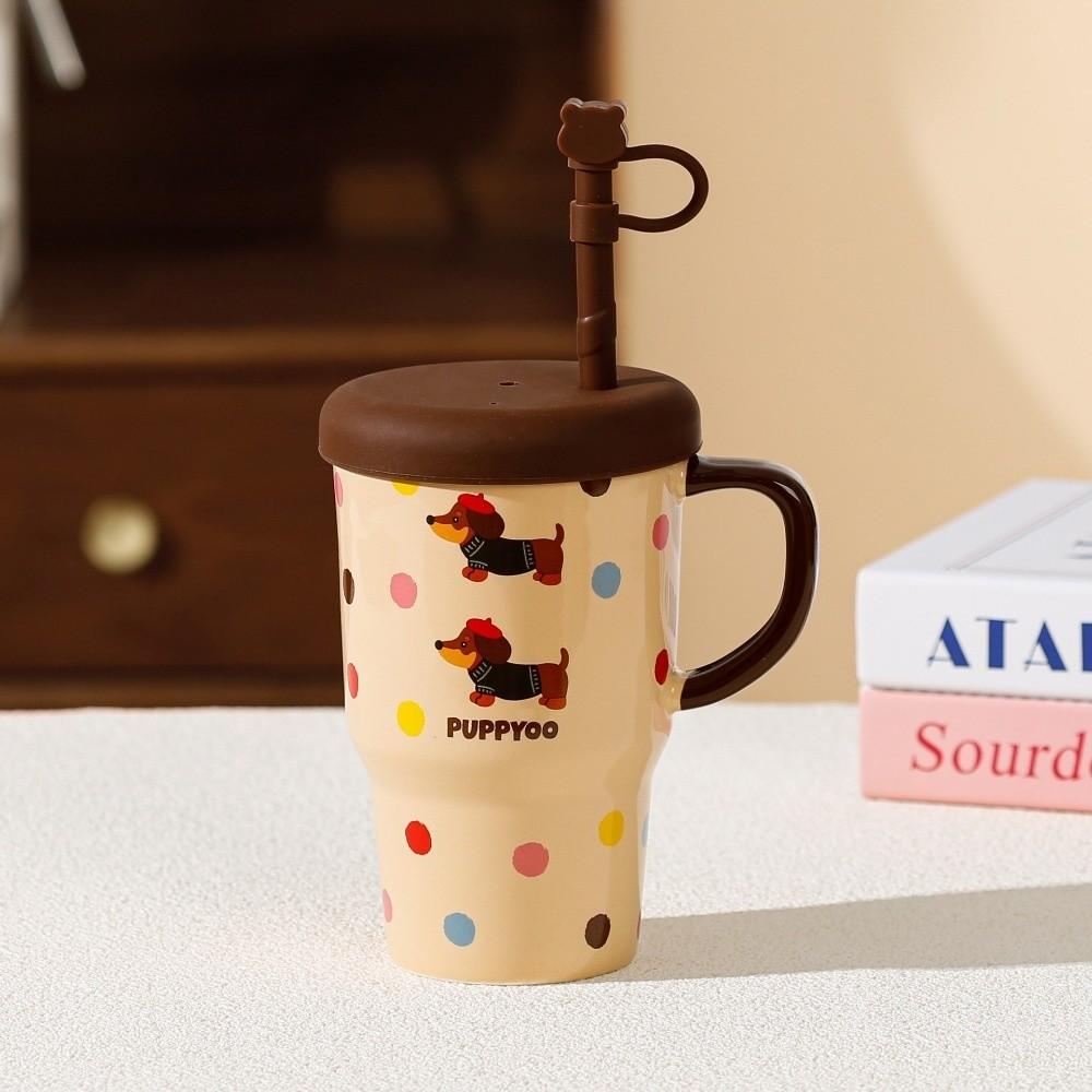 Dog Pattern High Aesthetics Cup Large Capacity Milk Cup Stylish Coffee Cup Travel