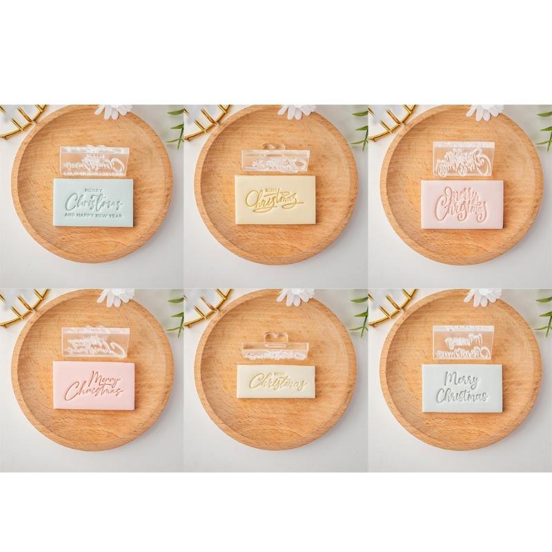 Holiday Themed English Greeting Fondant Molds Acrylic Fondant Moulds Suitable for Creating Unique Christmas Cookie