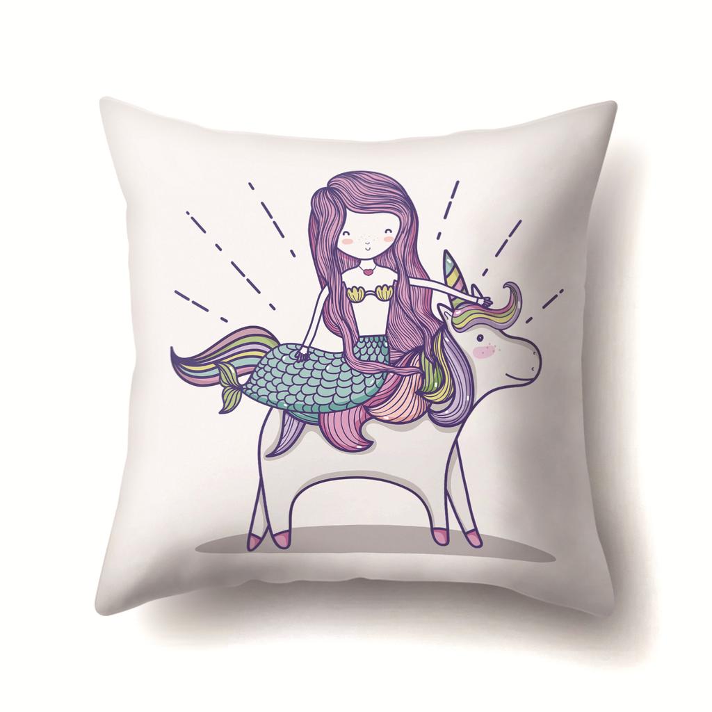 Unicorn Cute Cactus Polyester Pillow Cover Cushion