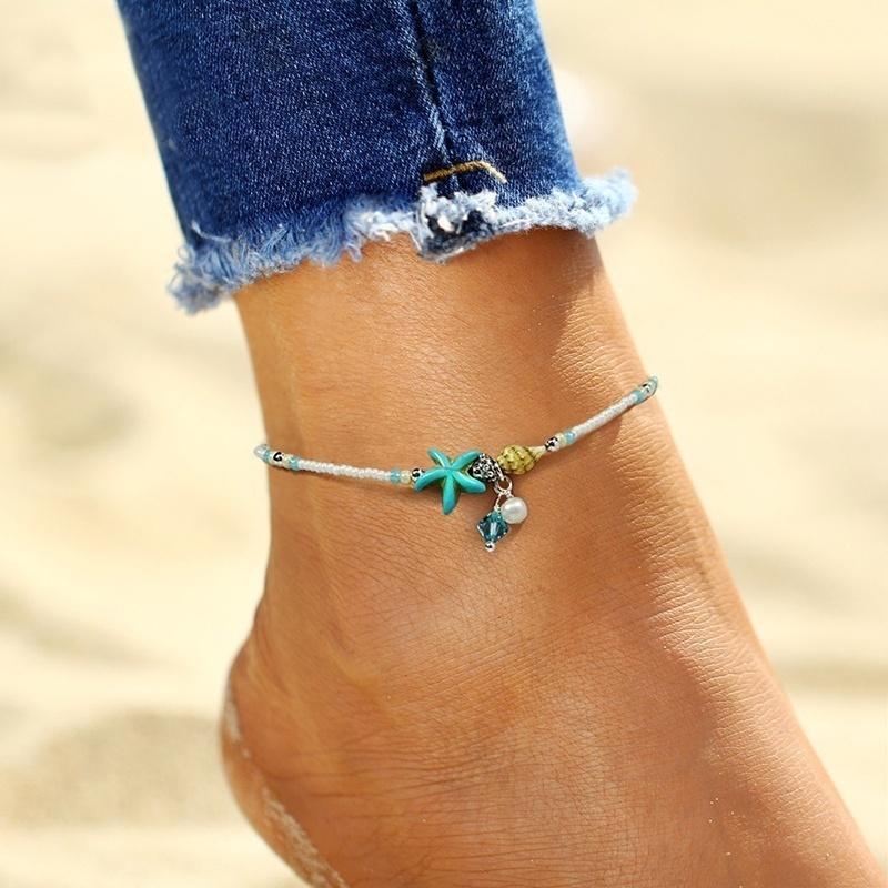 Shell Anklet Beads Starfish Anklets Vintage Handmade Sandal Statement Bracelet