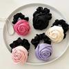 French Stain Rose Flower Elastic Hairbands Women Girls Hair Ropes Ties Flower Hair Scrunchies Ponytail Holder Hair Accessories