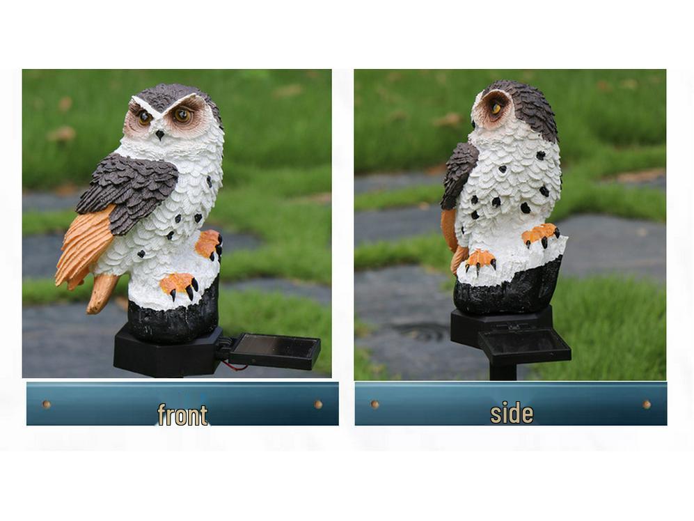 Solar-Powered Owl and Parrot Resin Stake Lights for Outdoor Garden Decoration