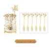 Gold Leaf Dessert Fork Set with Butterfly Jar