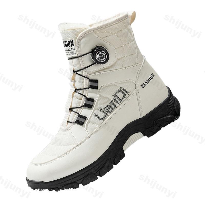 Fashion Men's Snow Boots 2025 Winter New High Top Cotton Shoes Plush Warm Boots Non-slip Hiking Boots for Men Winter High Top Sneakers