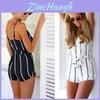 Elegant Cotton Linen Deep V Neck Backless Jumpsuit With Waist Belt For Spring Wear