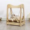 Cat Hammock Swing Wooden Elevated Pet Bed Cats Hanging Swing Resting Bed for Kittens Small Dogs Bunnies Encourages Pets Playtime