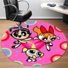 1pcPowerpuff Girls Office Round Area Rug, Indoor Mat Suitable For Office, Under Office Chairs Bedroom Living Room Home Decor, Room Deco