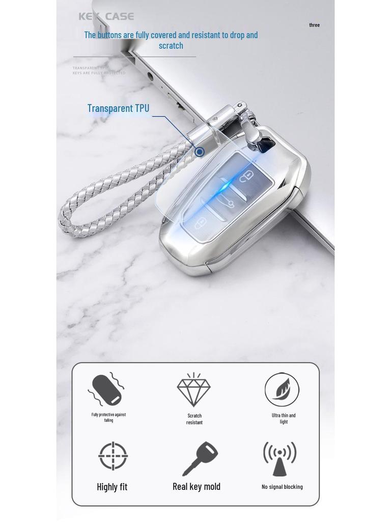 Dongfeng Peugeot 408/5008/508L Key Cover 2019 Model with New Logo, TPU Car Key Bag