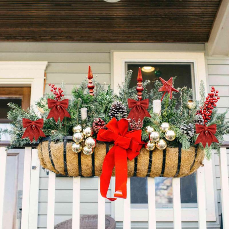 Zlaté třpytivé vánoční mašle ozdoby - Lesklé ozdoby na stromeček & Drobné doplňky