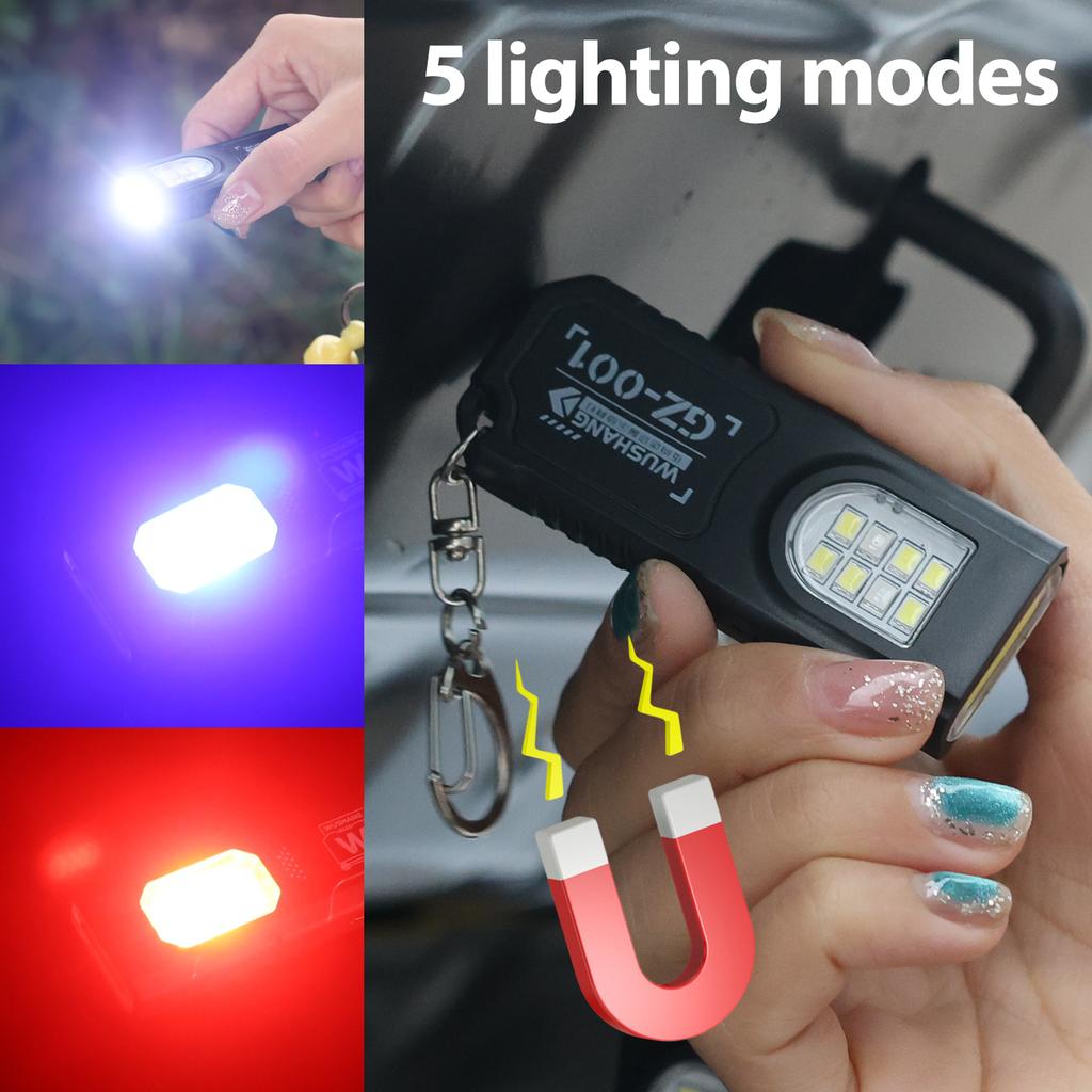 Mini Keychain Lamps USB Charging Head Torch Light Waterproof Hiking Camping Lights Protable Rechargeable Keychain Flashlights