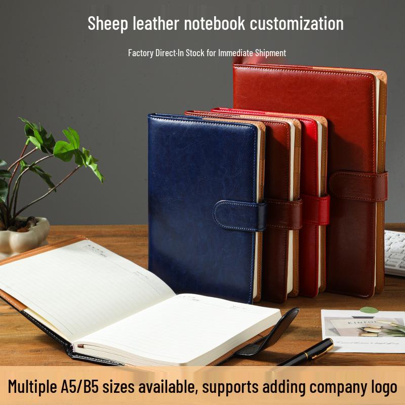 Premium Leather Business Notebook - Customizable Logo, Thickened Cover, Loose-leaf Design, Ideal for Meetings or Creative Journaling