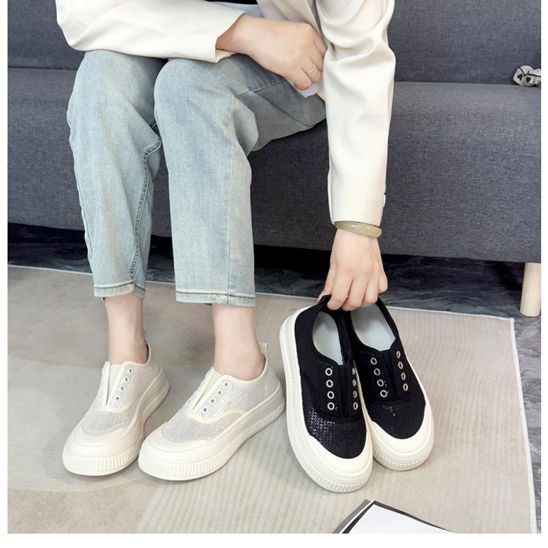 Breathable mesh shoes, round toe platform shoes, sneakers, versatile casual shoes, women's shoes