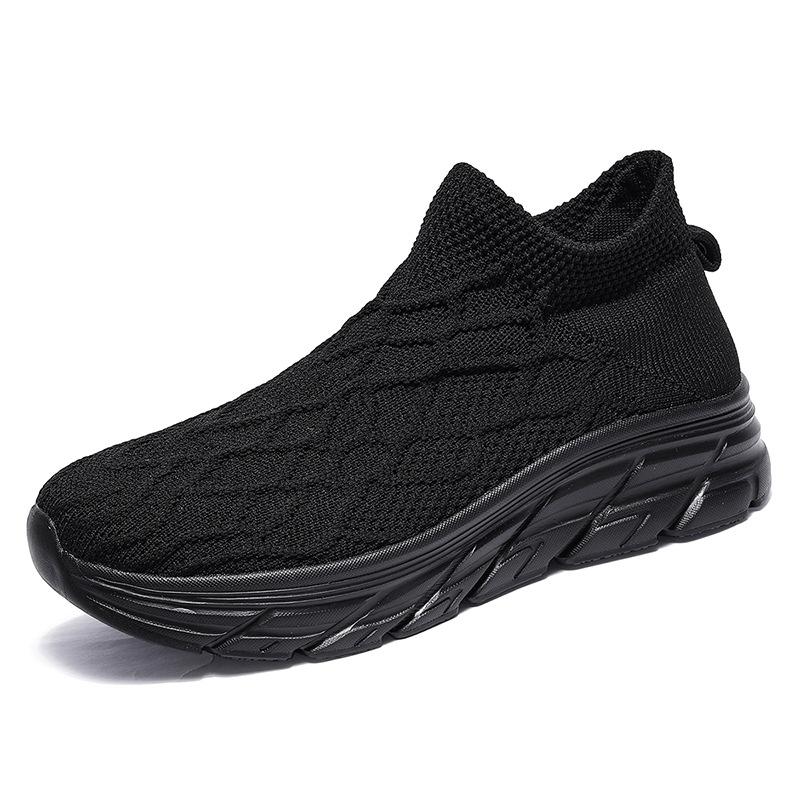 Couples casual comfortable lightweight sports daily heightening thick-soled mesh fly-woven shoes free of laces 36