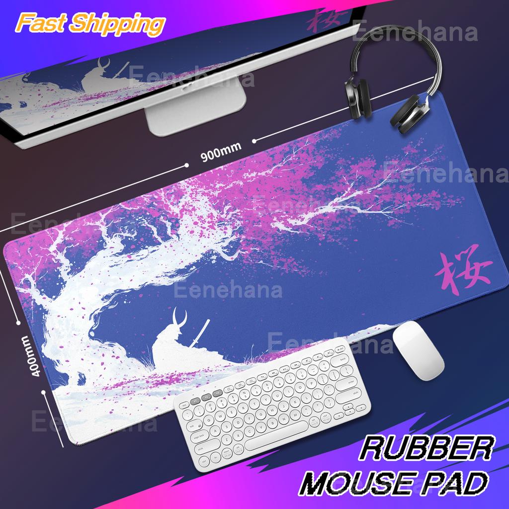 Sakura Samurai Schwarzes Mauspadd Tuschemalerei Kunst Tischmatte Gamer Gaming Laptop Teppich PC Büro Zubehör E-Sport Großes Mauspadd