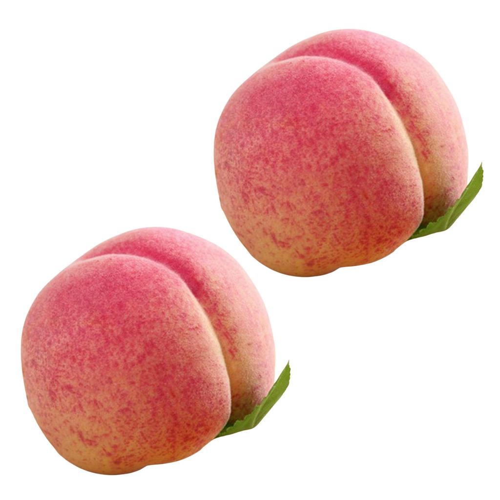 2pcs Simulation Peach Realistic Faux Peaches for Home and Office Decorations or Photography Accessories