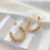 Stainless Steel ACC Gold-Plated Geometric Threaded Hoop Earrings for Women