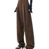 Retro Slimming Melange Wide-Leg Pants for Women - Autumn/Winter Collection