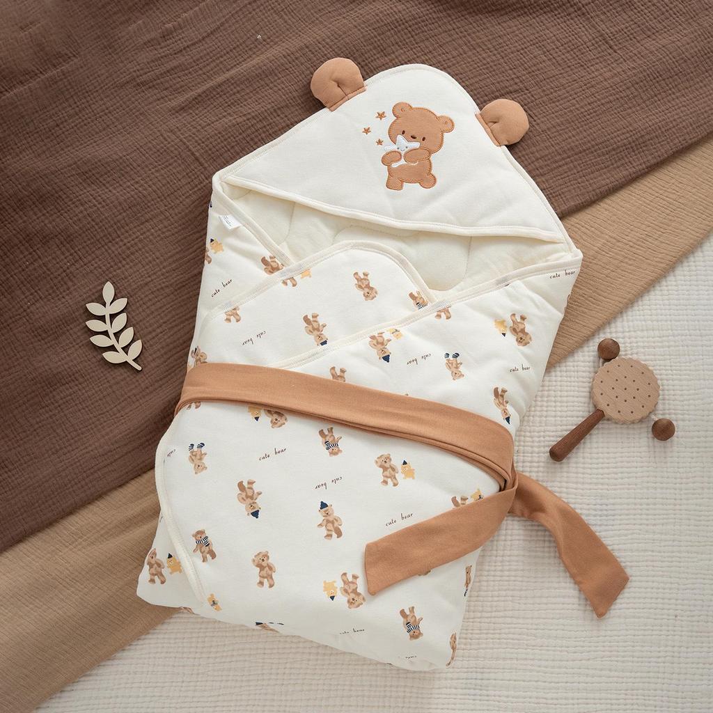 Pure Cotton Thickened Newborn Swaddle Blanket for Autumn/Winter - A-Class Mother-Baby Grade