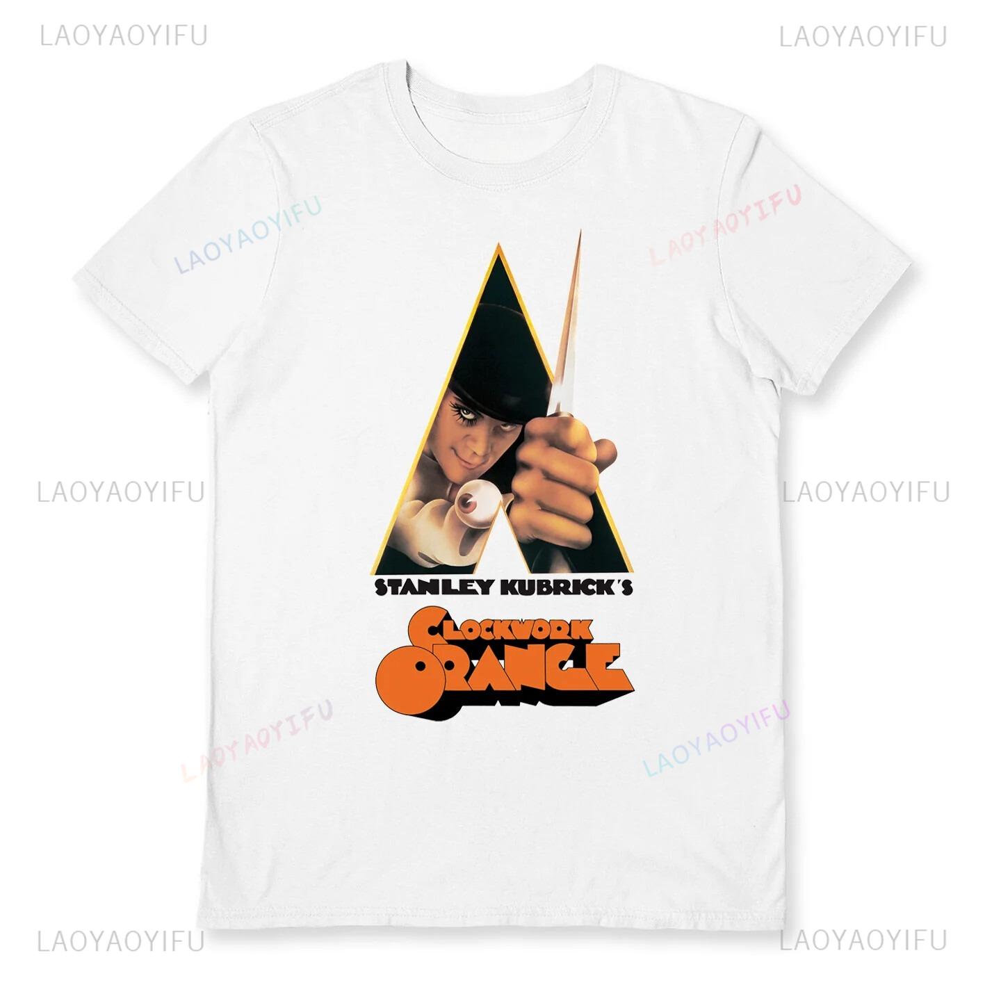

A Clockwork Orange T-shirt Retro Style Short Sleeve Graphic T Shirts Camisa Cotton Printed Goth Movie Clothes S разноцветный