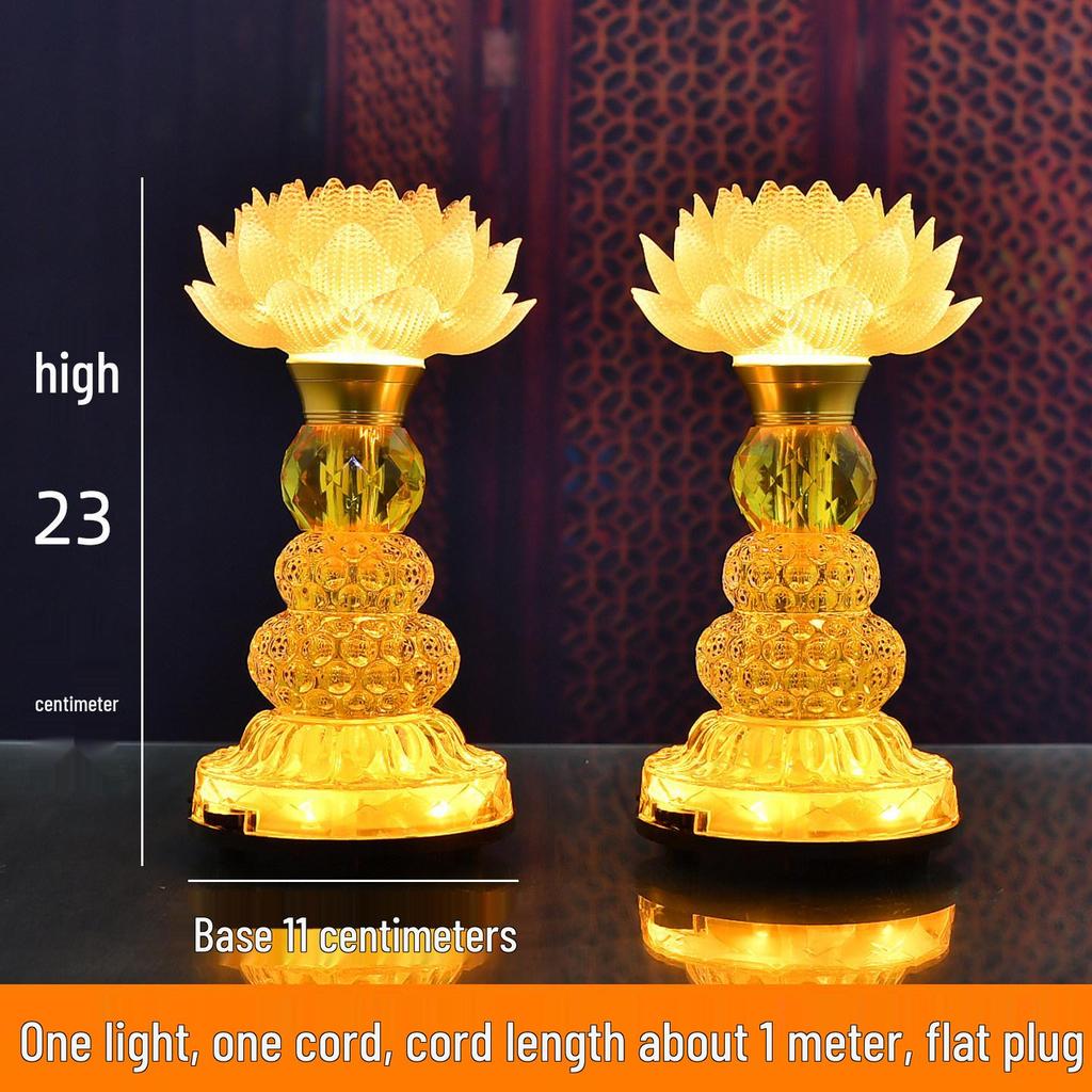 Lotus Guanyin Bodhisattva LED Offering Lamp with Heart Sutra