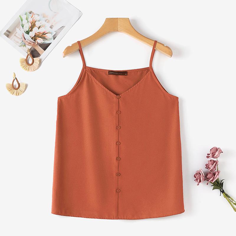 

ZANZEA Женские летние майки-комбинации без рукавов с V-образным вырезом XL ржавый