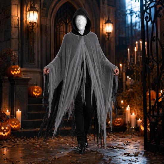 Costum Moartea, Pelerină Înfricoșătoare cu Glugă pentru Halloween, cu Acoperire pentru Cap pentru Adult, Accesoriu Cosplay Medieval, Renascentist