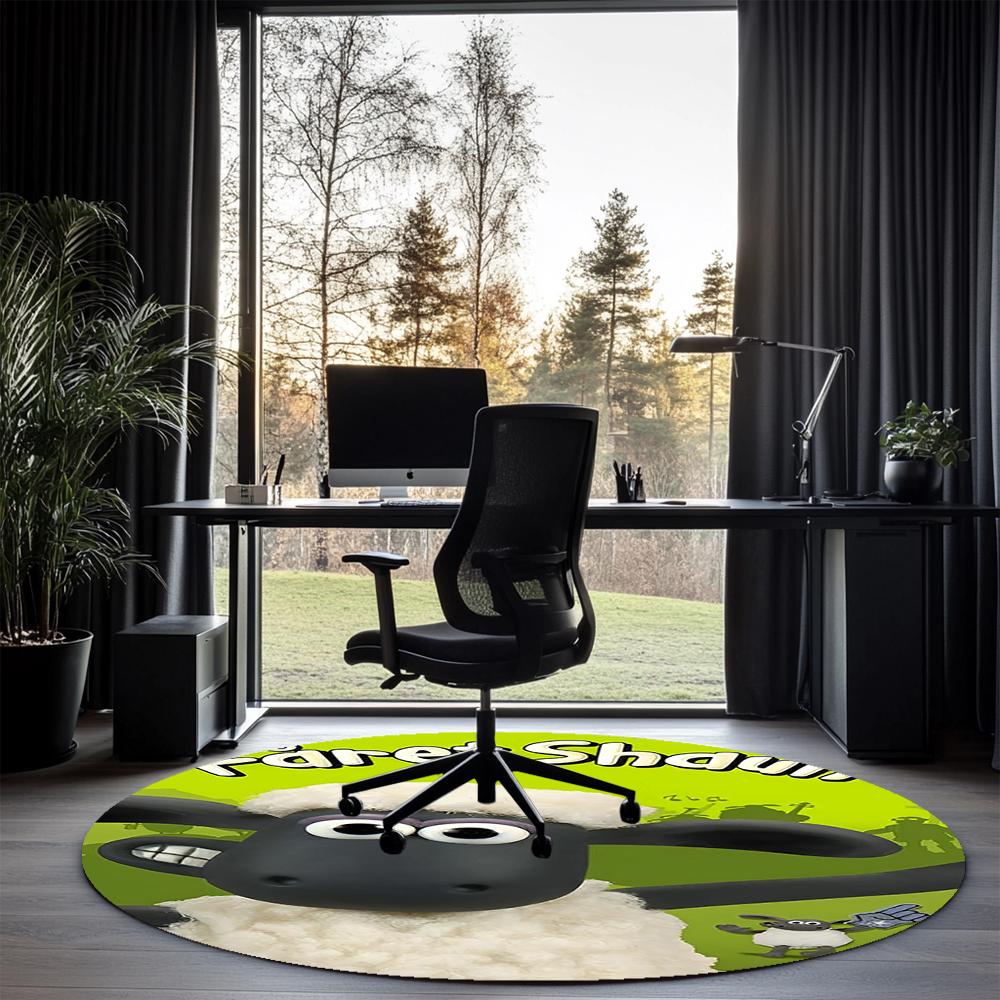 Shaun the Sheep Printed Round Rug Carpet Chair Rug Area Rug Entryway Doormats,for Office Chair Living Room Bedroom Kitchen Room.