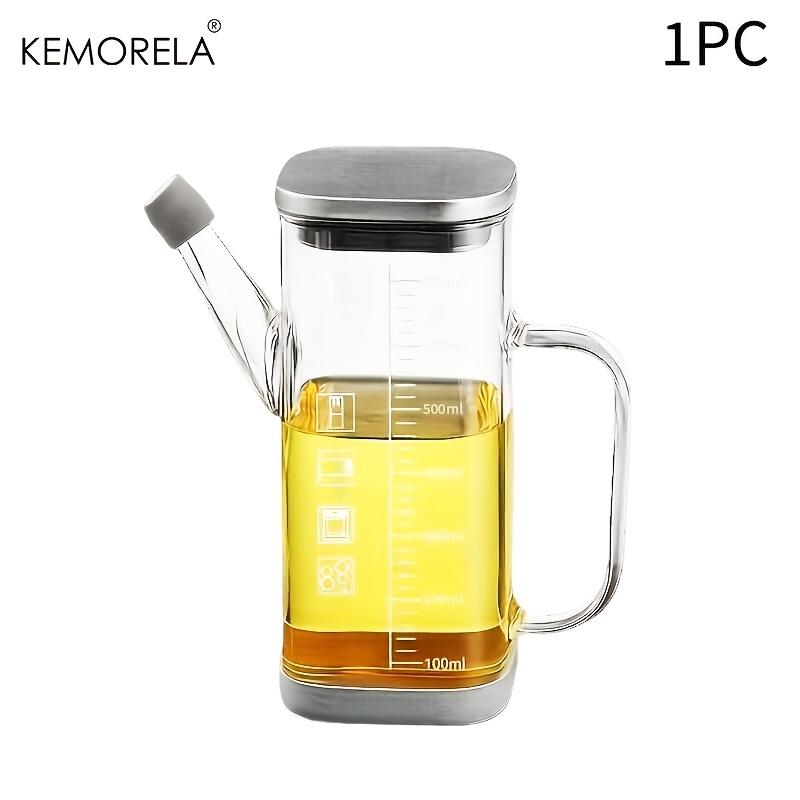 

1/2PCS 700ml Glass Olive Oil Dispenser Bottle with Measurement Markings & Drip/Leak-Proof Pourer for Cooking Grilling
