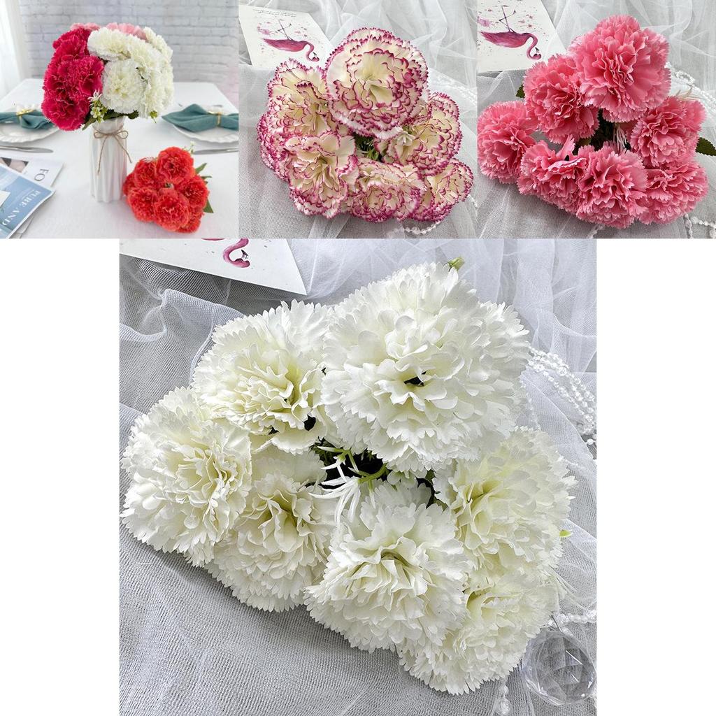 7head Carnation Fake Flower Set For Living Room Decor And Gift Ideas