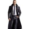 2024 Men's Extended Length PU Leather Jacket with Suit Collar - Casual Spring Fashion