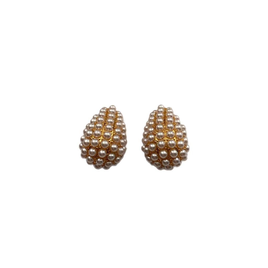 Classic Water Drop-Shaped Pearl Inlaid Earrings, Stud Earrings, Niche Design, High-End Sense, Elegant And Exquisite Retro Earrings.