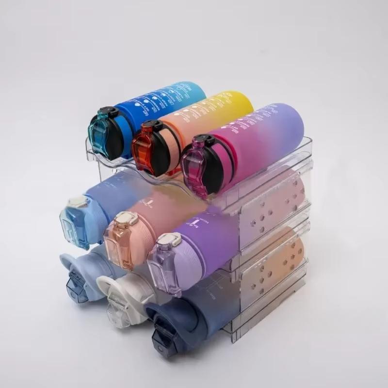 2 Tier Stackable Water Bottle Organiser Wine Water Bottle Organizer Stand Detachable Clear Water Bottle Storage Rack for Home