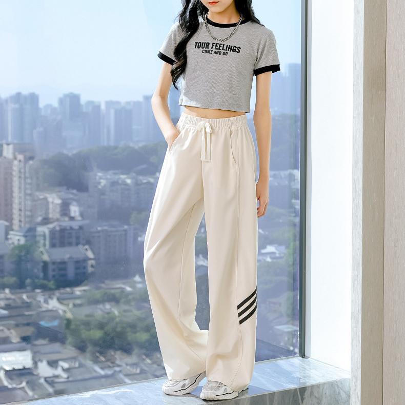 Girls' Wide Leg Pants Children's Pants Summer Thin Ice Silk Mosquito Proof Straight Leg Pants Women's Summer Clothes