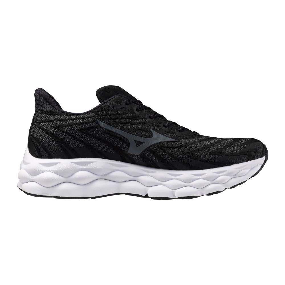 Mizuno Wave Sky 8 Running Shoes for Thick Black x Light Gray x White Jogging, Marathon, Training, Sports, Lightweight, Resilient, Sole, Men's,