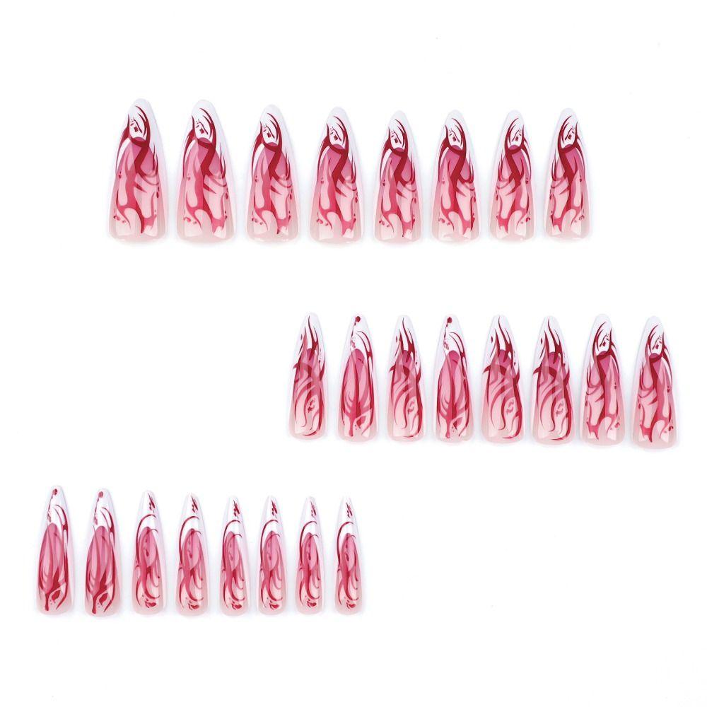 24pcs Ballerina False Nails Stiletto Press On Nails Manicure French Nail Tips DIY