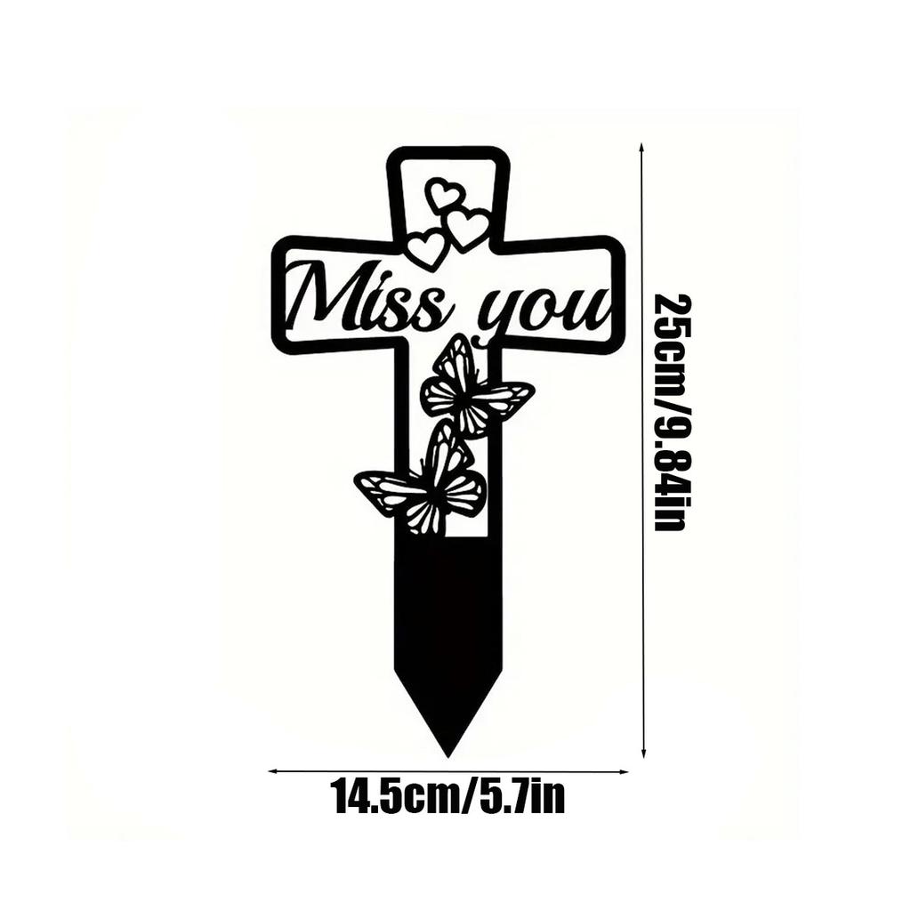 Kreuz Gedenktafel Pfahl Friedhofsdekoration Friedhofstafel Einsatz Gedenken Familie Außenbereich Terrasse Friedhofsdekoration